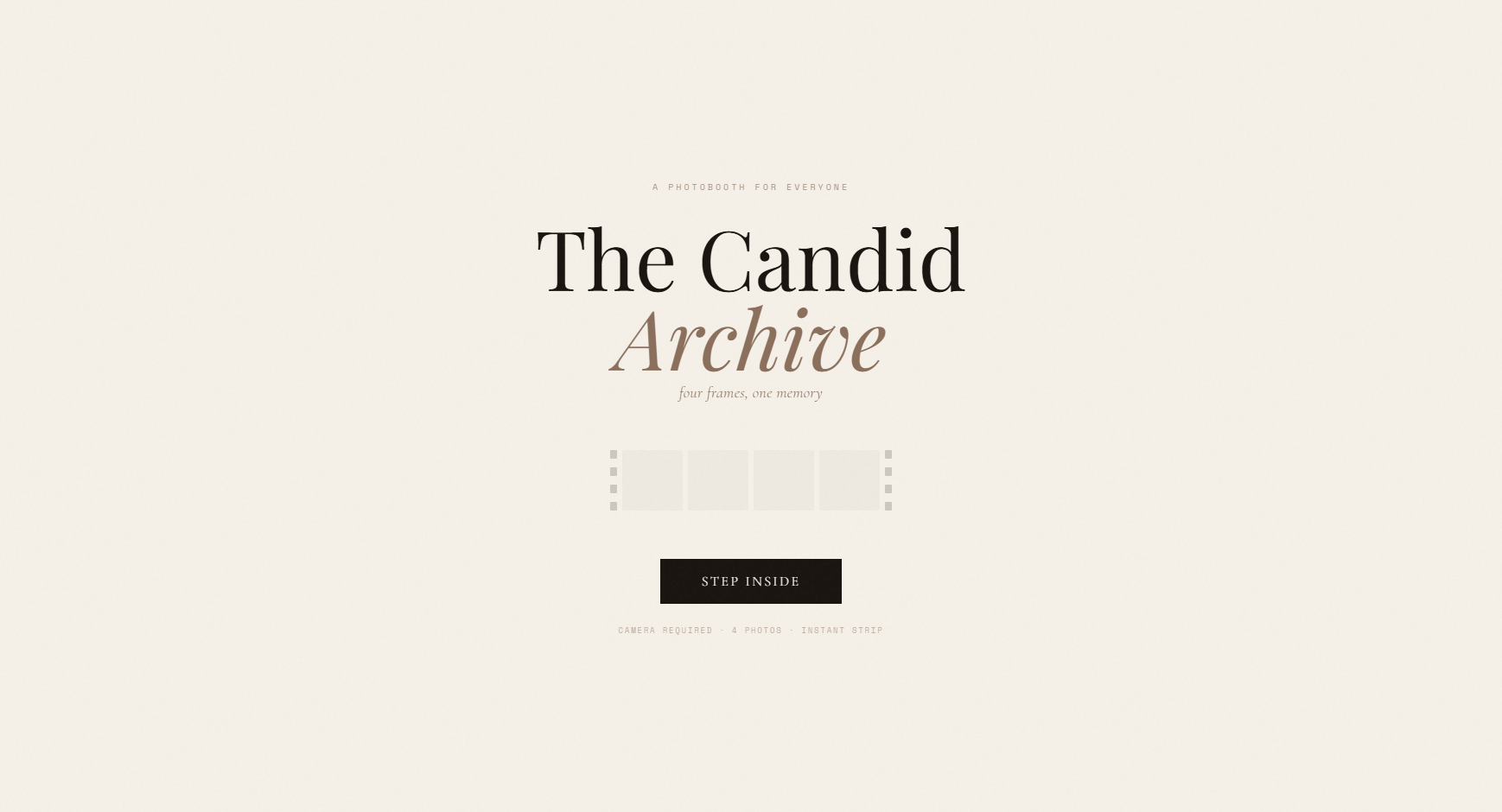 Candid Archive overview — photobooth interface